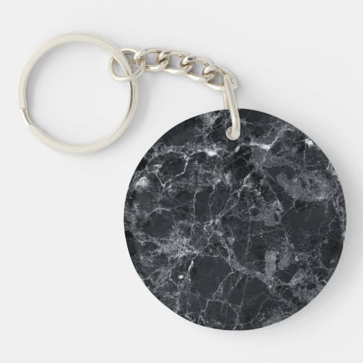 Zwarte marmertextuur sleutelhanger (Voorkant)