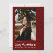 Zwarte Maroon Confetti Afstuderen Aankondiging (Voorkant)