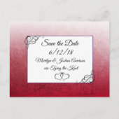 Zwarte maroon Wedding Save the Date Briefkaart (Voorkant)