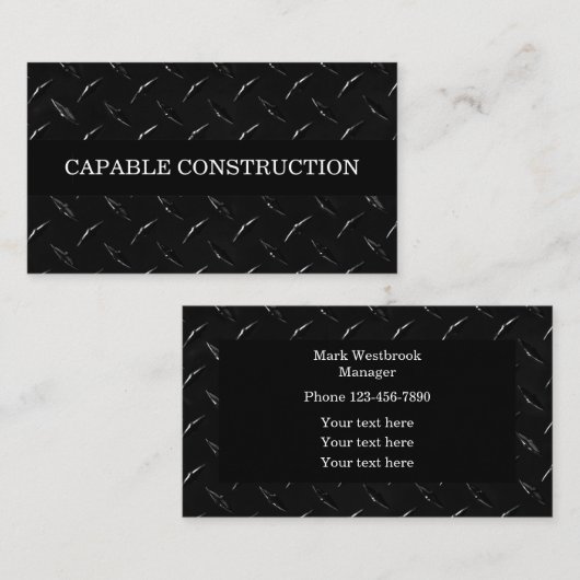 Zwarte-Masculinaire vormgeving voor wollen constru Visitekaartje (Voorkant / Achterkant)