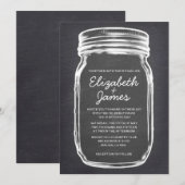 Zwarte Mason Jar Wedding Invitations Kaart (Voorkant / Achterkant)
