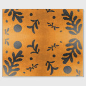 Zwarte Matisse geïnspireerde bladeren op goud Cadeaupapier (Vlak)