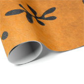 Zwarte Matisse geïnspireerde bladeren op goud Cadeaupapier (Rol Hoek)