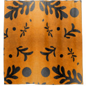 Zwarte Matisse geïnspireerde bladeren op goud Douchegordijn (Voorkant)