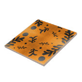 Zwarte Matisse geïnspireerde bladeren op goud Tegeltje (Zijkant)