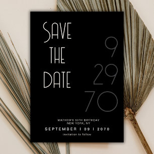 Zwarte Matte Eenvoudige Minimale Verjaardag Save T The Date