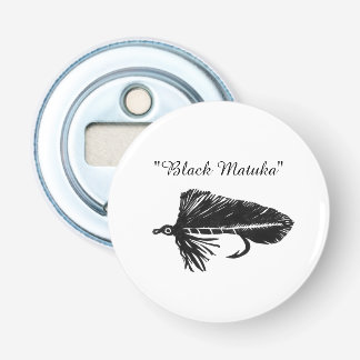 Zwarte Matuka-wimpelaar, vliegvisserij, vliegverbi Button Flesopener
