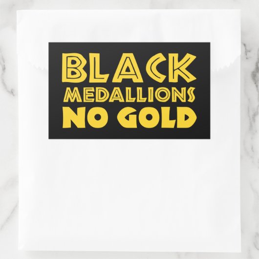 ZWARTE MEDALLIES NIET GOLD RECHTHOEKIGE STICKER (Tas)