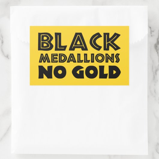 ZWARTE MEDALLIES NIET GOLD RECHTHOEKIGE STICKER (Tas)