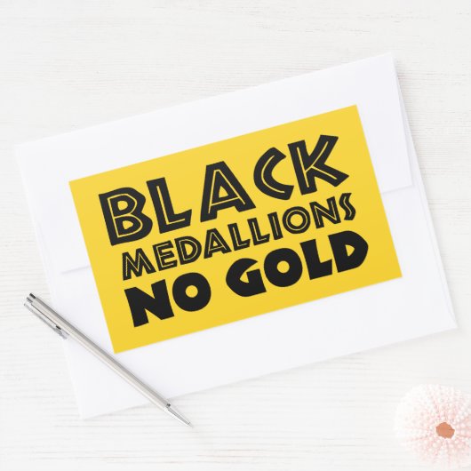 ZWARTE MEDALLIES NIET GOLD RECHTHOEKIGE STICKER (Envelop)