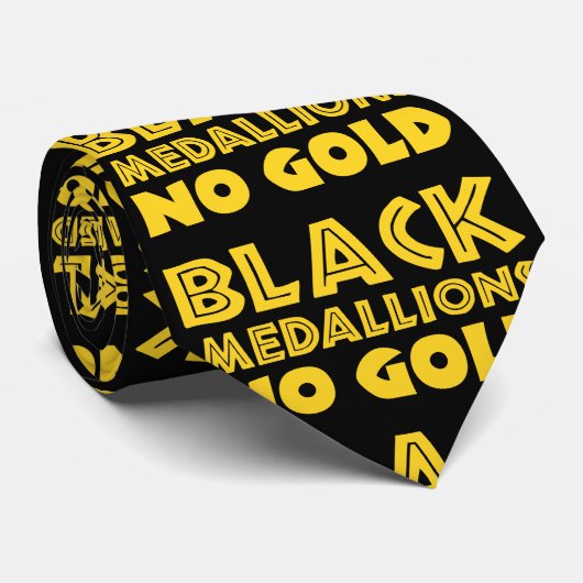 ZWARTE MEDALLIES NIET GOLD STROPDAS (Opgerold)