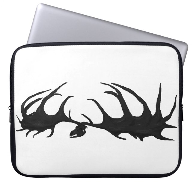 Zwarte Megaloceros Skull Electronics Bag Laptop Sleeve (Voorkant)