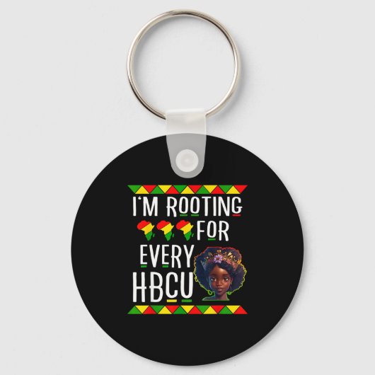 Zwarte meid Juneteenth ik steun elke HBCU Sleutelhanger (Voorkant)