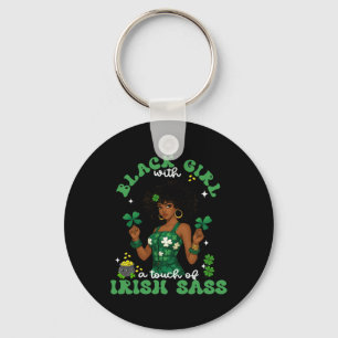 Zwarte meid met Ierse S St. Patrick's Day Ierse Pr Sleutelhanger