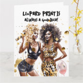 Zwarte meiden krullende beste vriendinnen luipaard kaart (Gele Bloem)