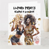 Zwarte meiden krullende beste vriendinnen luipaard kaart (Voorkant)
