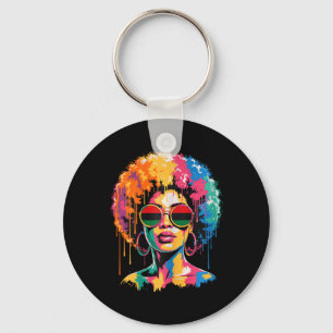 Zwarte Meisje Afro Vrouwen Koningin Melanine Gesch Sleutelhanger