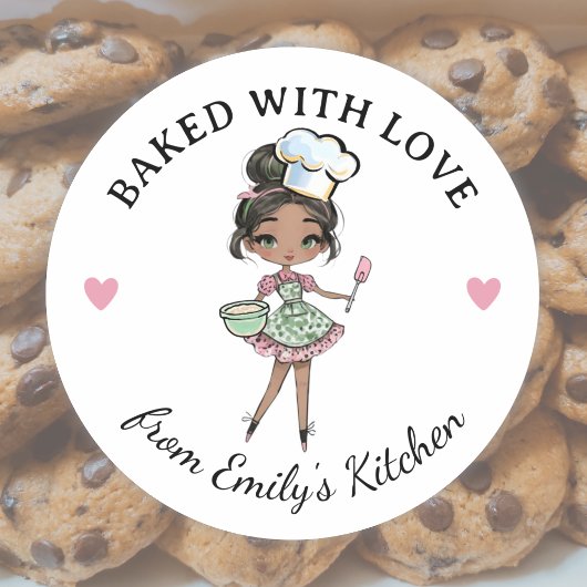 Zwarte Meisje Baker Chef Ronde Sticker