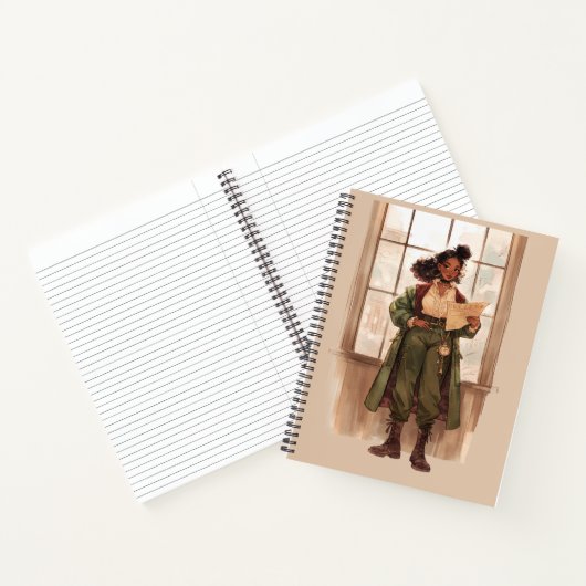 Zwarte Meisje Donkere Academia Schrijvers Notitieboek (Binnen)