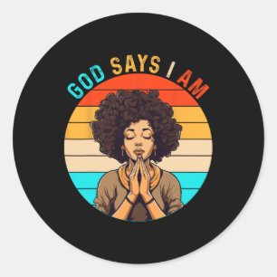 Zwarte Meisje God Zegt Ik Ben Zwarte Melanine Gesc Ronde Sticker