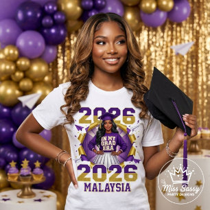 Zwarte Meisje Grad Era 2026 Paars Goud T-shirt