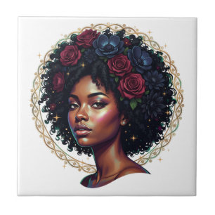 Zwarte Meisje Magie Afro Diva Feestartikelen Tegeltje