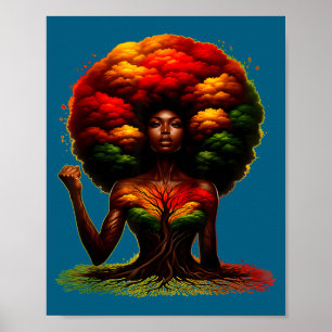 Zwarte meisje magie afro melanine koningin Afrikaa Poster