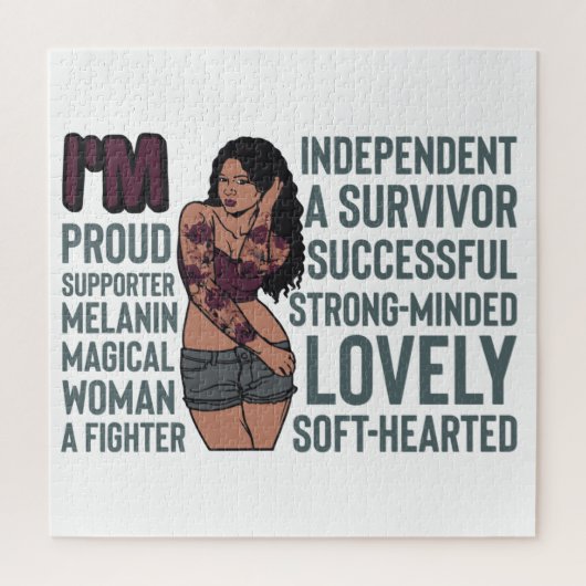 Zwarte meisje magie, melanine poppin, zus, bruine  legpuzzel (Verticaal)