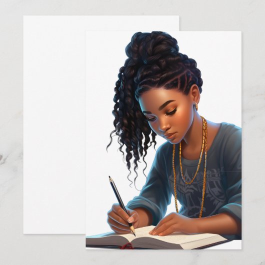 Zwarte meisje magie melanine schrijver bruine huid kaart (Voorkant / Achterkant)