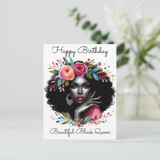 Zwarte Meisje Magie Verjaardag Zus Melanine Vrouw Briefkaart (Staand voorkant)