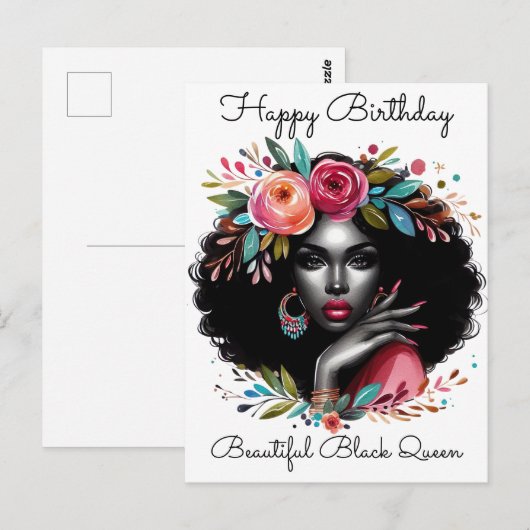 Zwarte Meisje Magie Verjaardag Zus Melanine Vrouw Briefkaart (Voorkant / Achterkant)