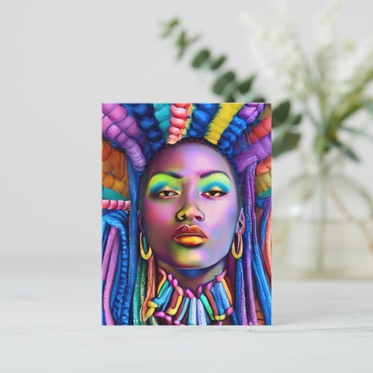 Zwarte Meisje Magie Verjaardag Zus Melanine Vrouw Briefkaart (Staand voorkant)