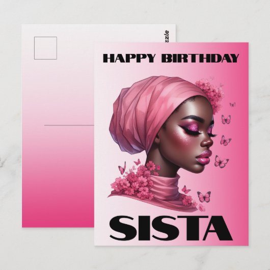 Zwarte Meisje Magie Verjaardag Zuster Melanine Vro Briefkaart (Voorkant / Achterkant)