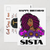 Zwarte Meisje Magie Verjaardag Zuster Melanine Vro Briefkaart (Voorkant / Achterkant)