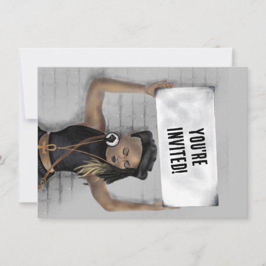 Zwarte meisje met een bord kaart (Voorkant)