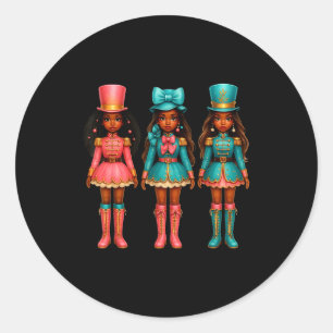 Zwarte Meisje Notenkraker Kerst Nk Notenkraker Xma Ronde Sticker