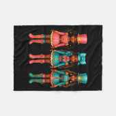 Zwarte meisje Notenkraker Westerse Kerst Roze Note Fleece Deken (Voorkant (Horizontaal))