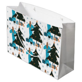 Zwarte Meisje Witte Haar Kerstcadeautas Groot Cadeauzakje