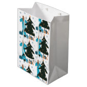 Zwarte Meisje Witte Haar Kerstcadeautas Medium Cadeauzakje (Voorkant Gekanteld)