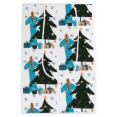 Zwarte Meisje Witte Haar Kerstcadeautas Medium Cadeauzakje (Achterkant)