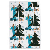 Zwarte Meisje Witte Haar Kerstcadeauttas Medium Cadeauzakje (Achterkant)