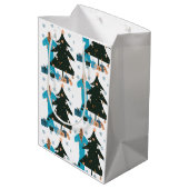 Zwarte Meisje Witte Haar Kerstcadeauttas Medium Cadeauzakje (Achterkant Gekanteld)