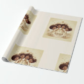 Zwarte Meisjes Engel Kerst Chorussen Inpakpapier 3 (Uitgerold)