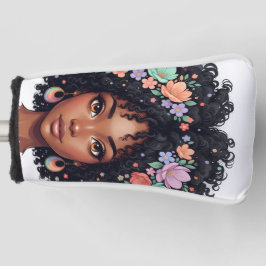 Zwarte Meisjes Golf speelse bloemrijke afro Golfheadcover