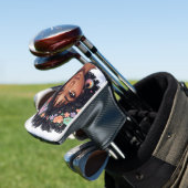 Zwarte Meisjes Golf speelse bloemrijke afro Golfheadcover (Insitu)