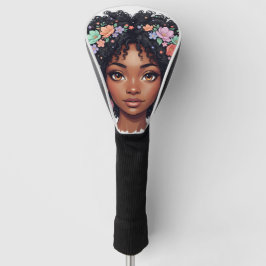 Zwarte Meisjes Golf speelse bloemrijke afro Golfheadcover