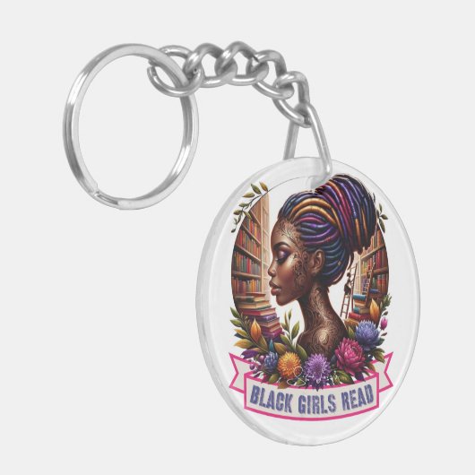 Zwarte meisjes lezen  Logo Sleutelhanger (Voorkant Links)
