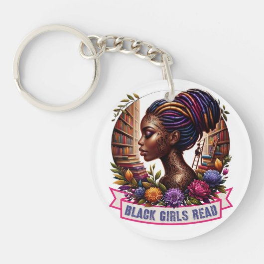 Zwarte meisjes lezen  Logo Sleutelhanger (Voorkant)