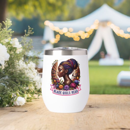 Zwarte meisjes lezen Logo Wine Tumbler (Bruiloft (Gedraaid)  )