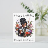 Zwarte Meisjes Magie Verjaardag Zuster Melanine Vr Briefkaart (Staand voorkant)